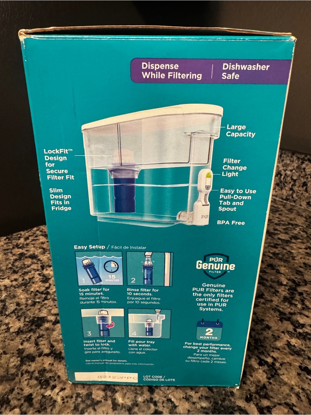 Pur Teal and White Water Filter Dispenser with Pull-Down Spout